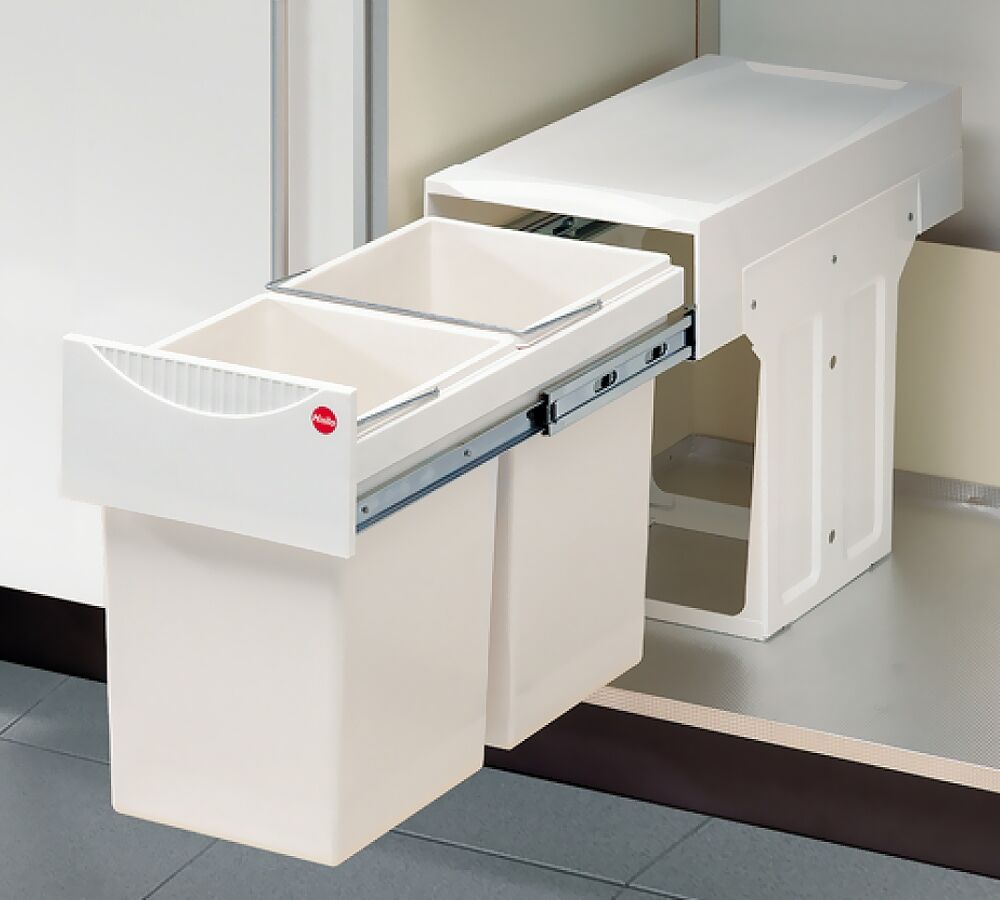 HAILO 3666-00 Abfallsorter 30 (2x15) Liter TANDEM ab 30 cm Schrankbreite, weiß – Bild 3