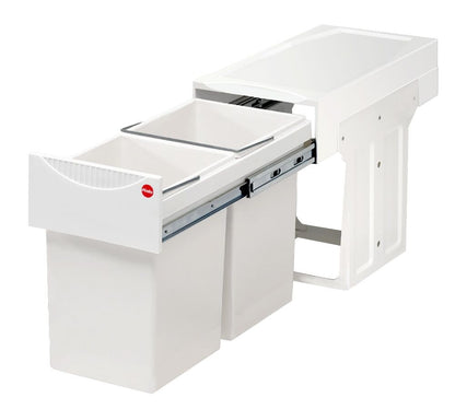 HAILO 3666-00 Abfallsorter 30 (2x15) Liter TANDEM ab 30 cm Schrankbreite, weiß