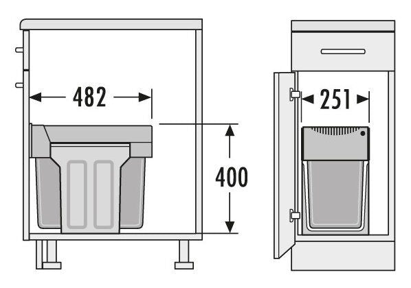 HAILO 3666-10 Abfallsorter 30 (2x15) Liter TANDEM ab 30 cm Schrankbreite – Bild 2