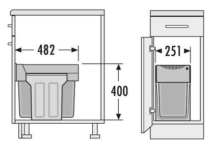 HAILO 3666-10 Abfallsorter 30 (2x15) Liter TANDEM ab 30 cm Schrankbreite – Bild 2