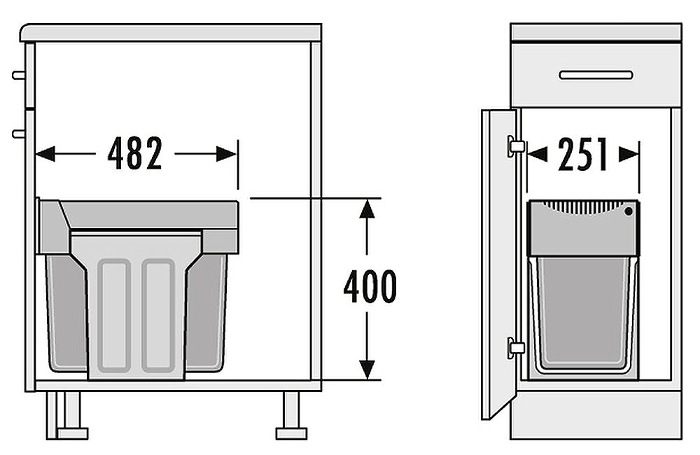 HAILO 3666-00 Abfallsorter 30 (2x15) Liter TANDEM ab 30 cm Schrankbreite, weiß – Bild 2