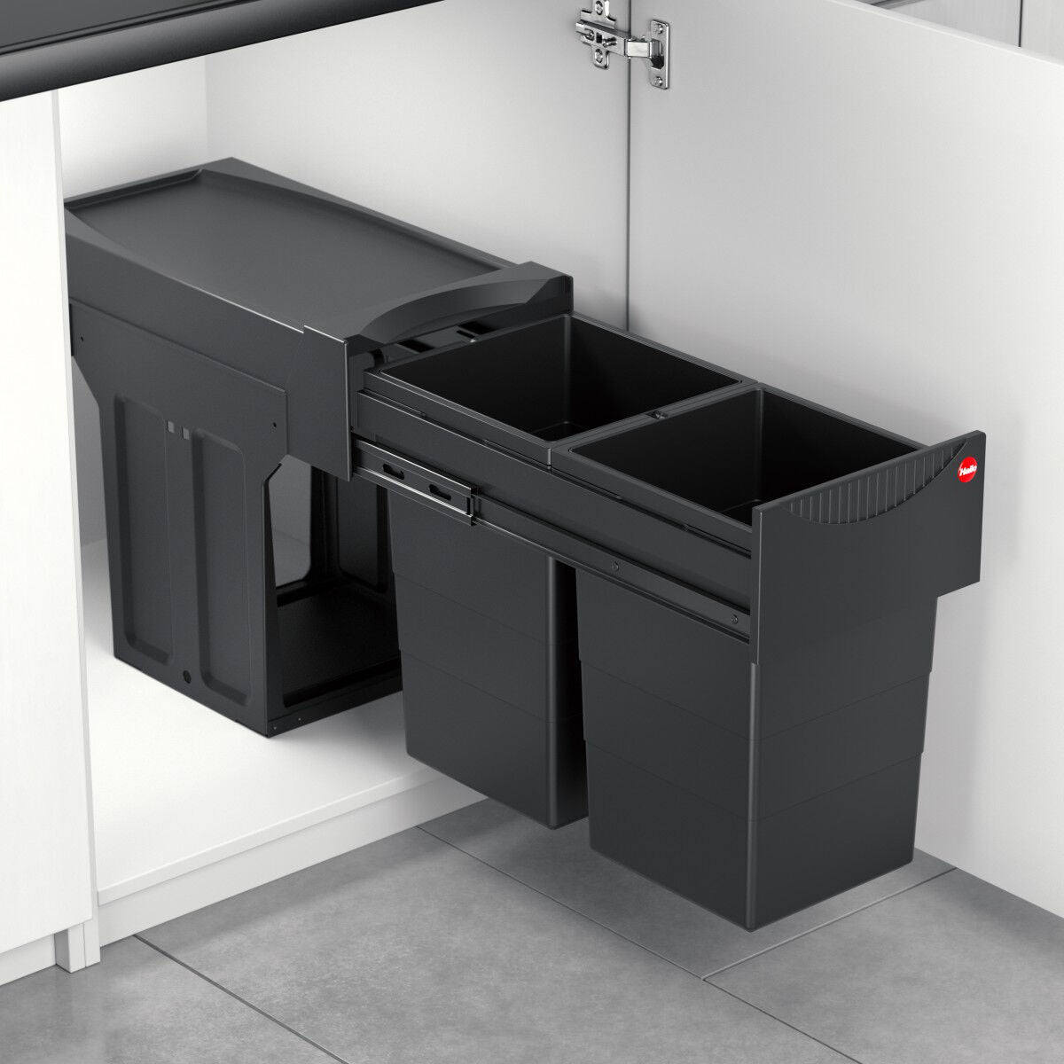 HAILO 3666851 AS Tandem 15/15 Black Edition Abfallsorter mit 30 (2x15) Liter Abfallvolumen ab 30 cm Schrankbreite – Bild 5