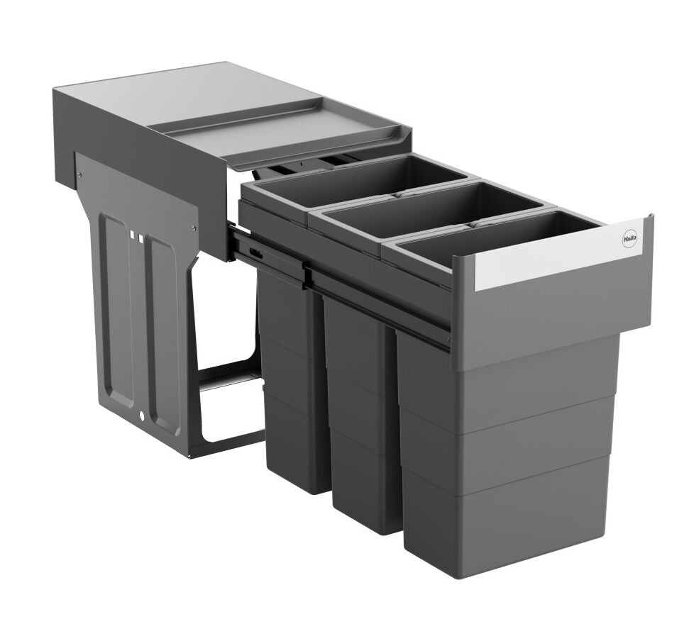 HAILO 366692 AS TANDEM 8/8/8 Abfallsorter mit 24 (3x8) Liter Abfallvolumen ab 40 cm Schrankbreite