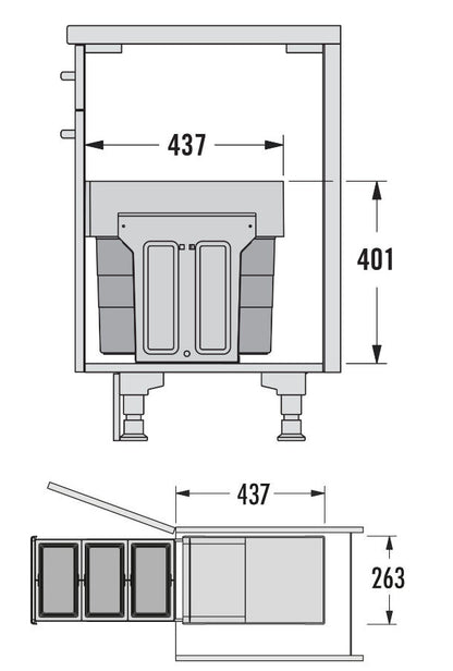 HAILO 366692 AS TANDEM 8/8/8 Abfallsorter mit 24 (3x8) Liter Abfallvolumen ab 40 cm Schrankbreite – Bild 2