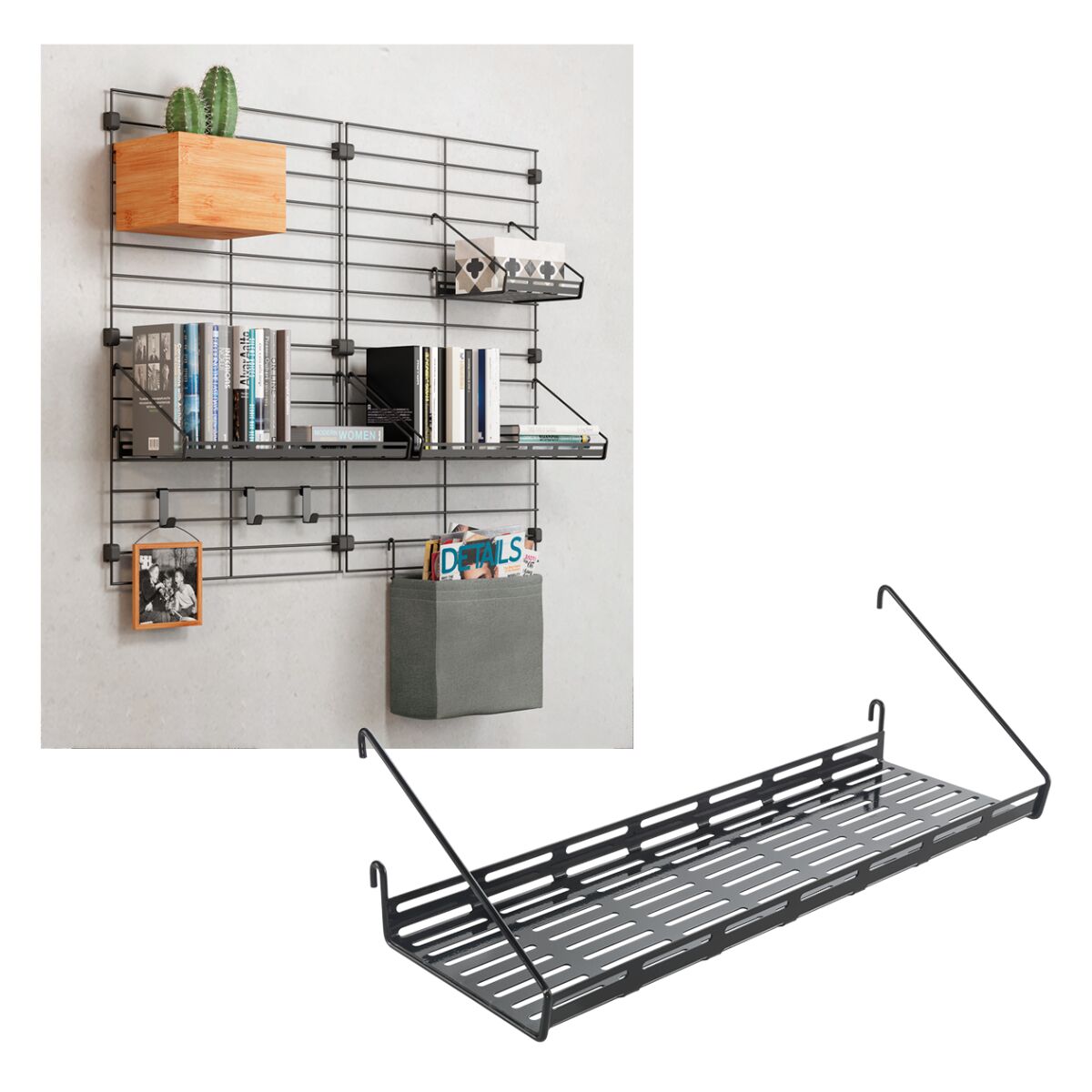 METALTEX 377013000 Mural Line Ablage 45 x 15 x 12 cm schwarz / Aufbewahrungssystem