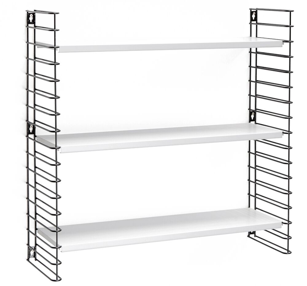 METALTEX 377603076 Bücherregal TOMADO mit 3 weißen Böden u. schwarzen Seiten / Hängeregal / TOMADO-Regalsystem
