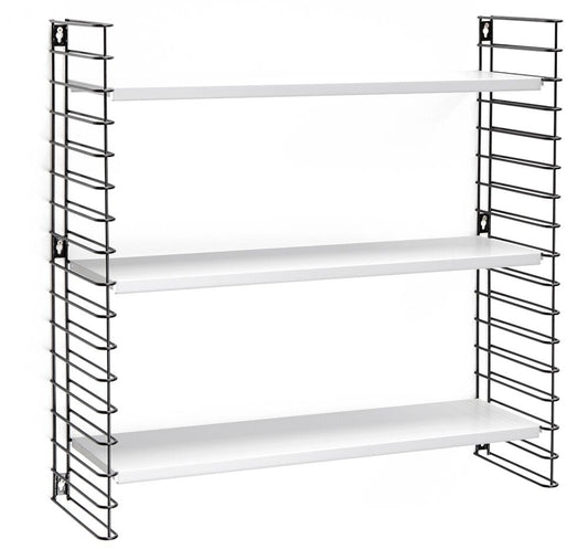 METALTEX 377603076 Bücherregal TOMADO mit 3 weißen Böden u. schwarzen Seiten / Hängeregal / TOMADO-Regalsystem