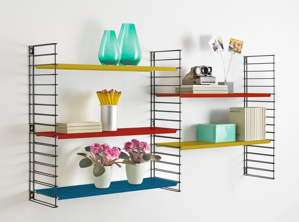 METALTEX 377603328 Bücherregal TOMADO mit 3 bunten Böden u. schwarzen Seiten / Hängeregal / TOMADO-Regalsystem