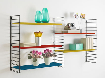 METALTEX 377603328 Bücherregal TOMADO mit 3 bunten Böden u. schwarzen Seiten / Hängeregal / TOMADO-Regalsystem