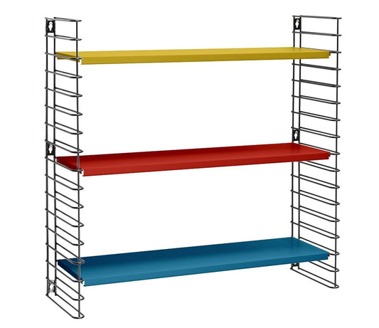 METALTEX 377603328 Bücherregal TOMADO mit 3 bunten Böden u. schwarzen Seiten / Hängeregal / TOMADO-Regalsystem