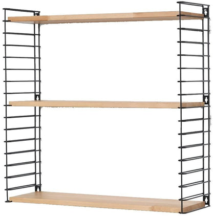 METALTEX 377607336 Bücherregal TOMADO mit 3 Ablagen aus Buchenholz u. Seitengittern in schwarz / Hängeregal / TOMADO-Regalsystem