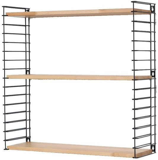 METALTEX 377607336 Bücherregal TOMADO mit 3 Ablagen aus Buchenholz u. Seitengittern in schwarz / Hängeregal / TOMADO-Regalsystem