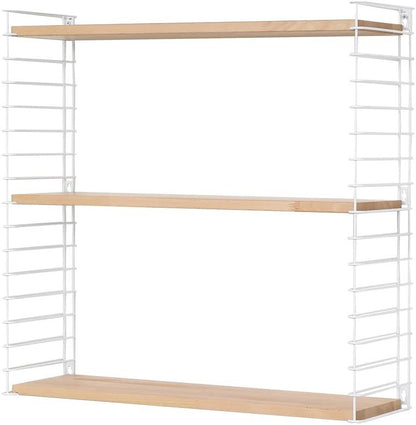 METALTEX 377607337 Bücherregal TOMADO mit 3 Ablagen aus Buchenholz u. Seitengittern in weiß / Hängeregal / TOMADO-Regalsystem