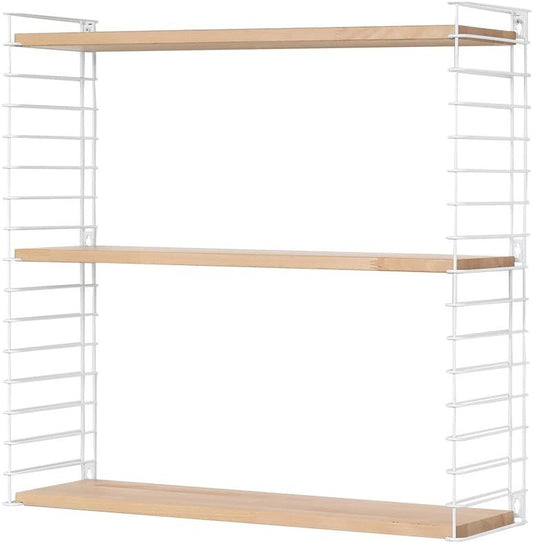 METALTEX 377607337 Bücherregal TOMADO mit 3 Ablagen aus Buchenholz u. Seitengittern in weiß / Hängeregal / TOMADO-Regalsystem
