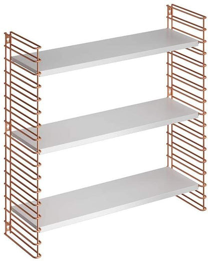METALTEX 377608340 Bücherregal TOMADO mit 3 weißen Böden u. Seitengittern in kupfer / Hängeregal / TOMADO-Regalsystem