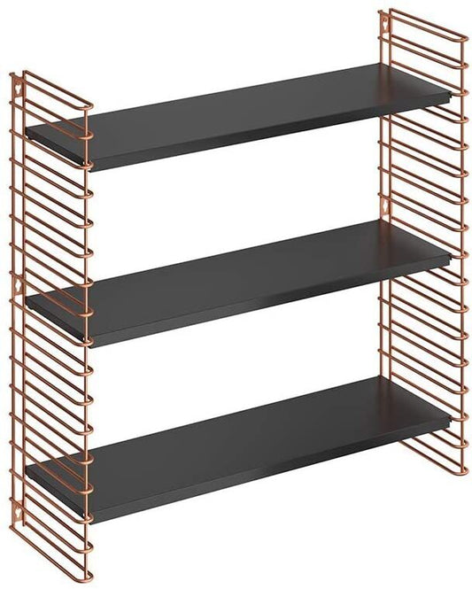 METALTEX 377608341 Bücherregal TOMADO mit 3 schwarzen Böden u. Seitengittern in kupfer / Hängeregal / TOMADO-Regalsystem