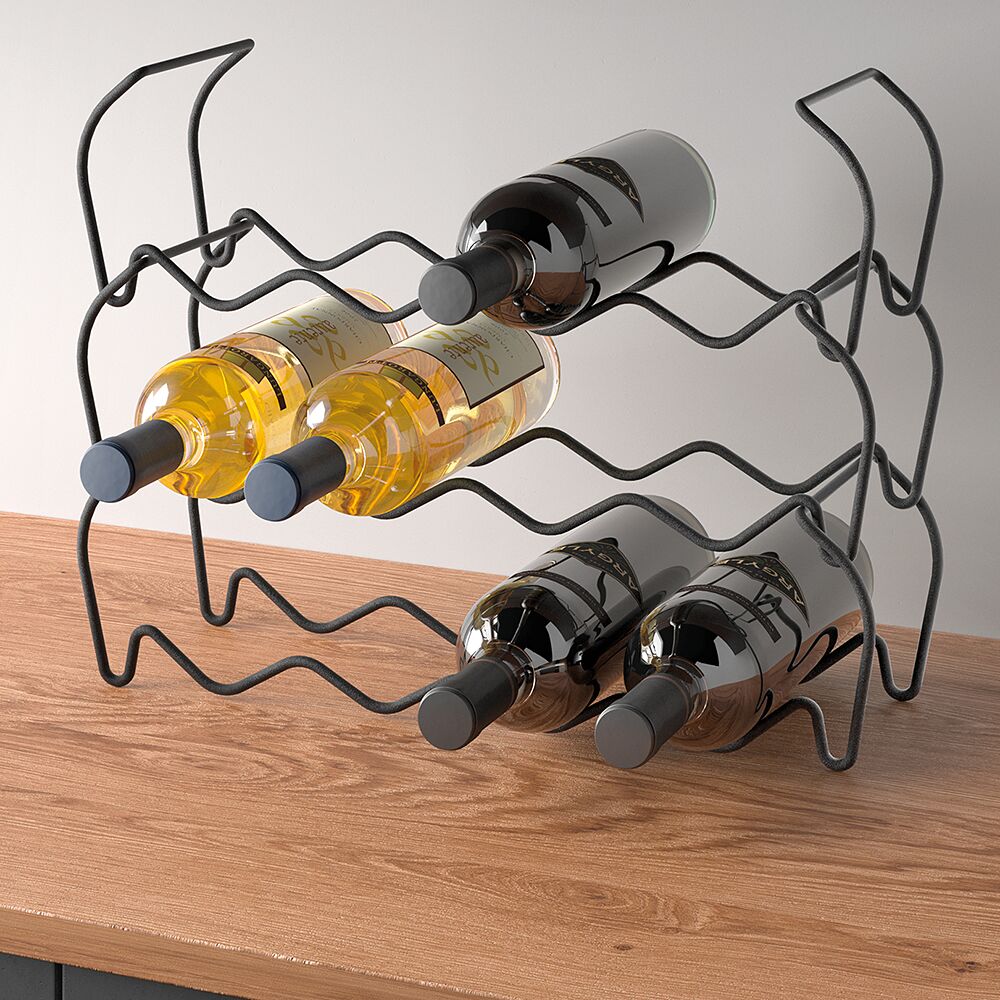 METALTEX 382912000 Wine-Bar Lava Flaschenregal 3-er Set 44x15x13/34 cm TouchTherm®, matt schwarz, stapelbar