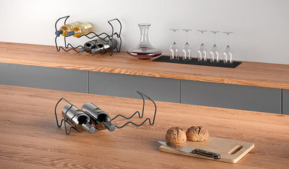 METALTEX 382912000 Wine-Bar Lava Flaschenregal 3-er Set 44x15x13/34 cm TouchTherm®, matt schwarz, stapelbar