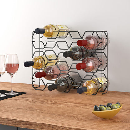 METALTEX 382915000 Hexagon 15 Flaschenregal Lava 43x12x34 cm, TouchTherm, matt schwarz