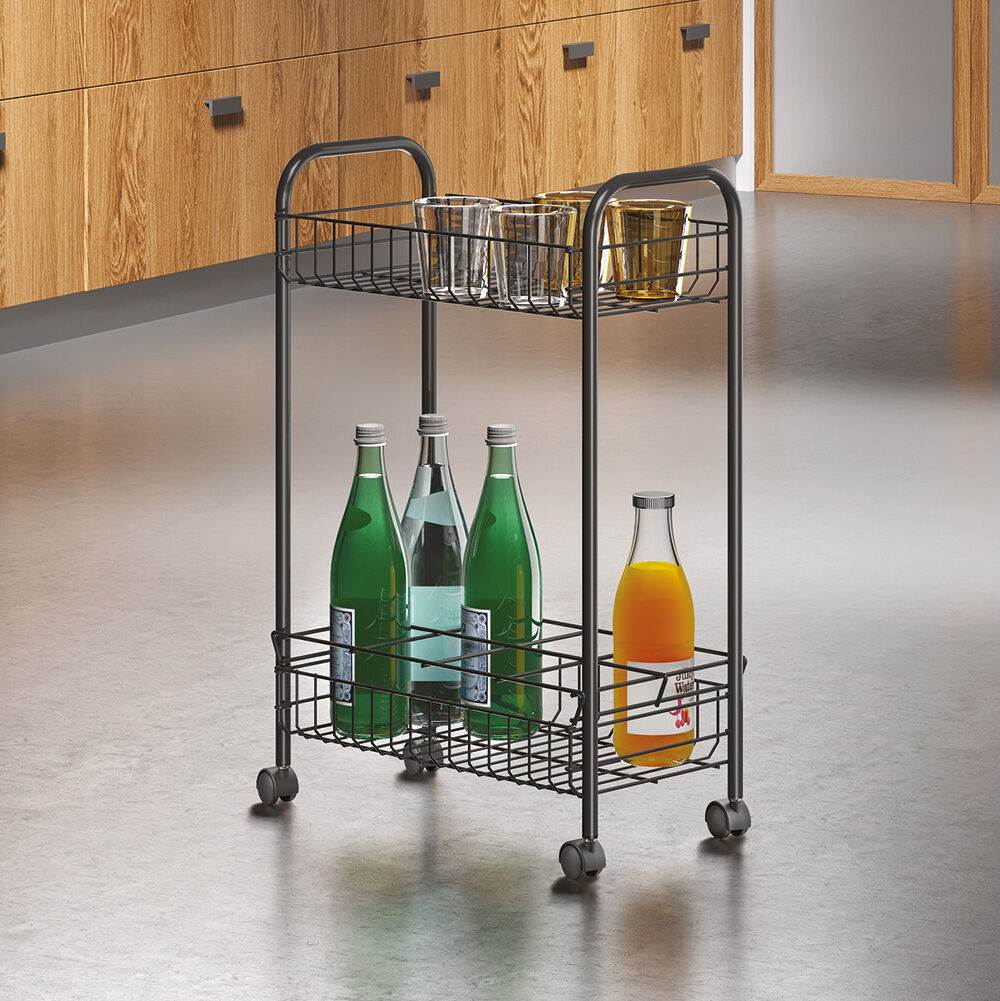 METALTEX 382928000 Berlino Lava Allzweckwagen mit Flaschenhalter, 41 x 23 x 63 cm, TouchTherm, matt schwarz