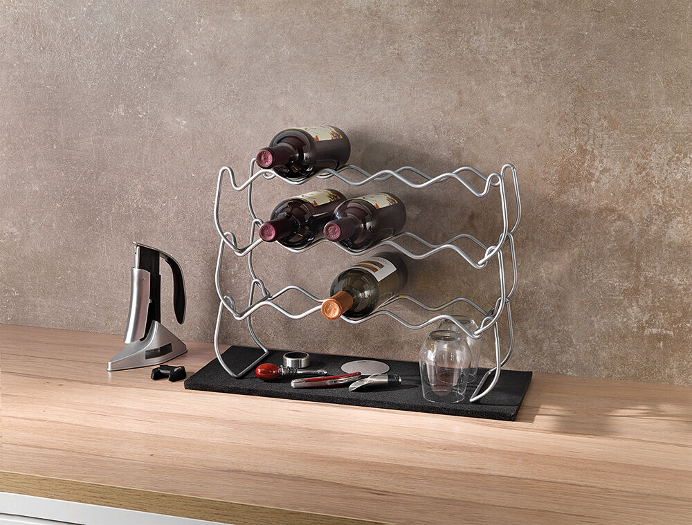 METALTEX 383212000 Wine-Bar Flaschenregal 3-er Set 44x15x13/34 cm Polytherm, stapelbar / Raumsparer