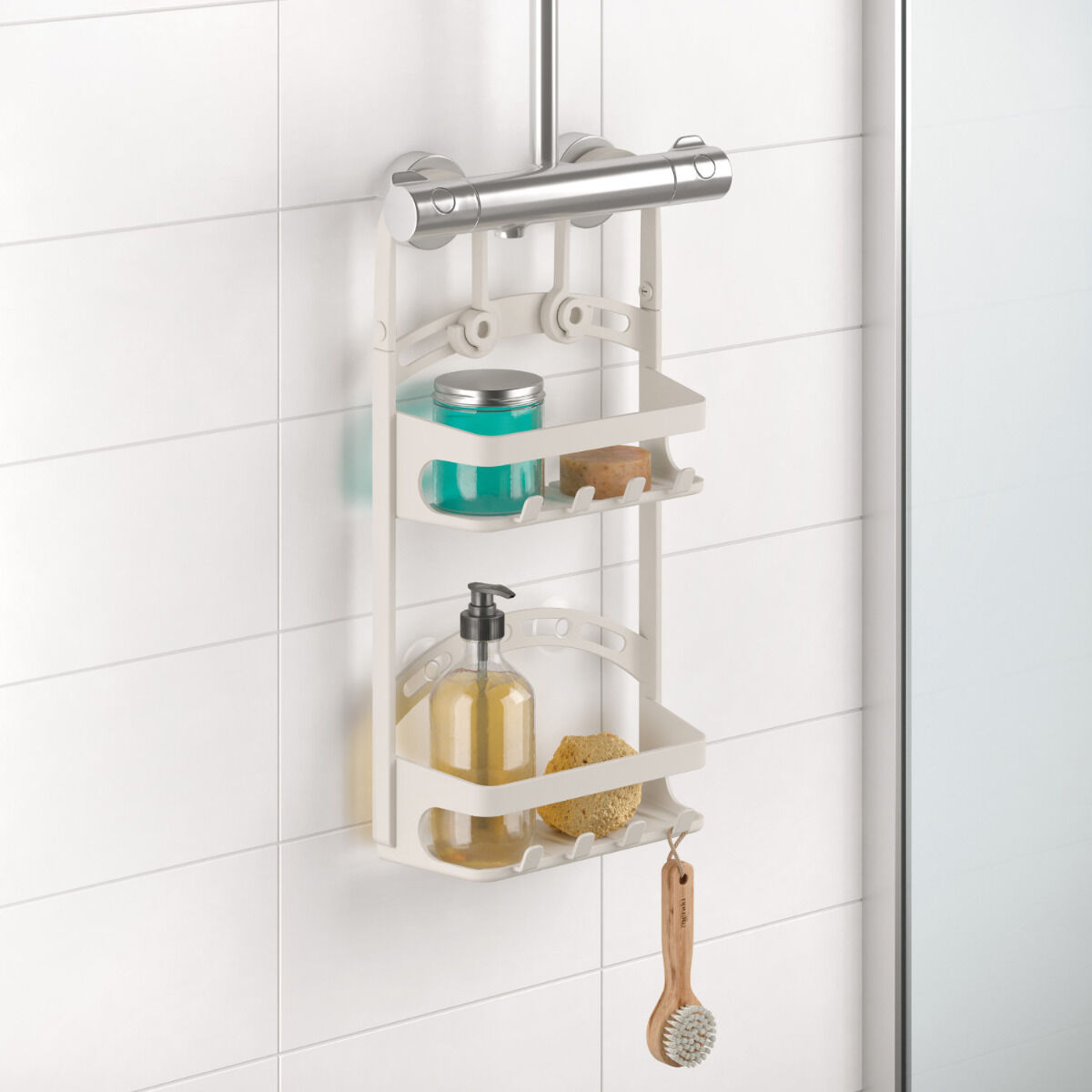 METALTEX 400802000 Shower-Flex Duschenboy mit 2 Etagen, 26 x 15 x 71 cm / Duschregal