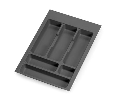 emuca Besteckeinsatz Optima für Schrankbreite 40 cm, Rand schneidbar (B 304-336 x T 418-482), Kunststoff, Anthrazitgrau