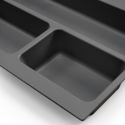 emuca Besteckeinsatz Optima für Schrankbreite 50 cm, Rand schneidbar (B 404-436 x T 418-482), Kunststoff, Anthrazitgrau