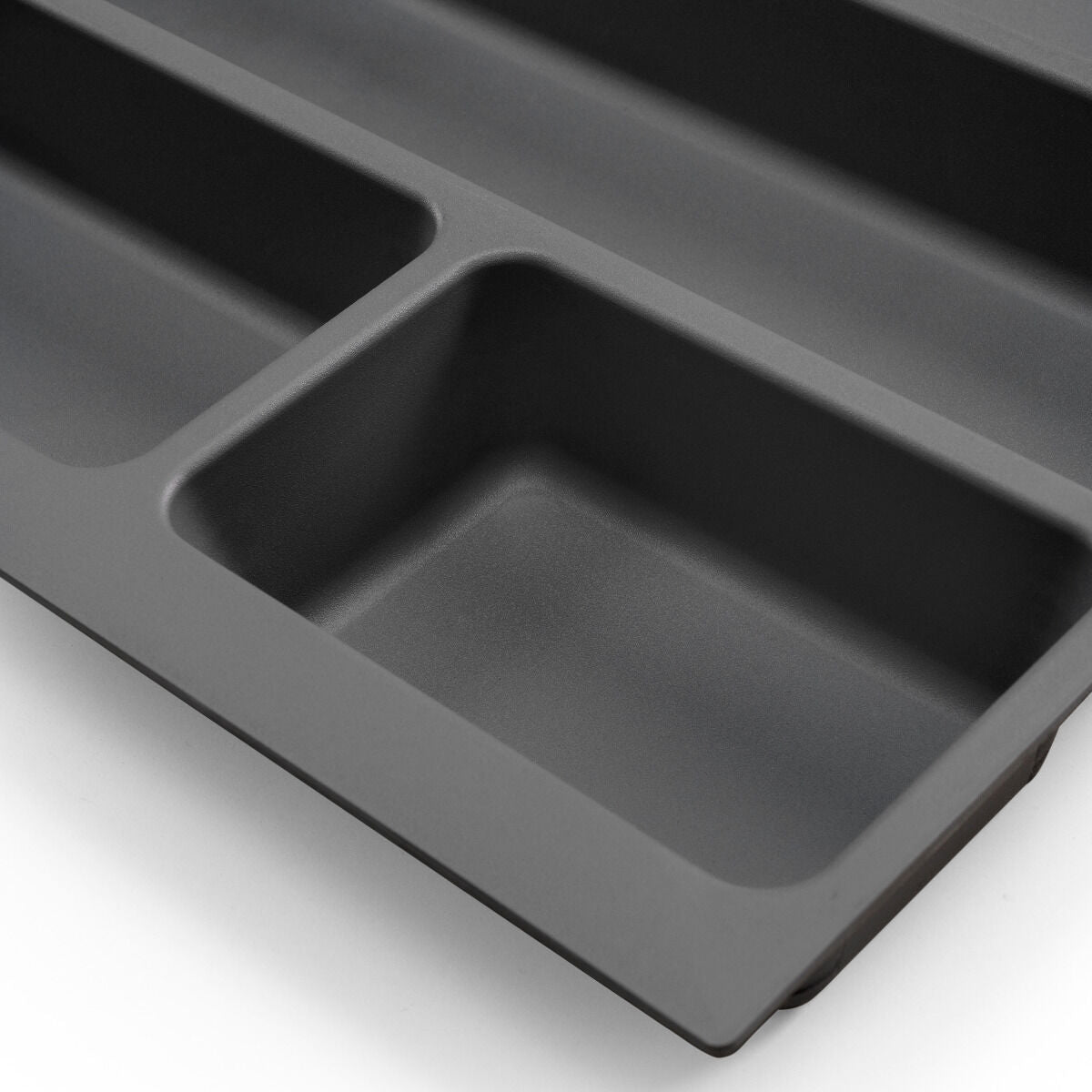 emuca Besteckeinsatz Optima für Schrankbreite 60 cm, Rand schneidbar (B 504-536 x T 418-482), Kunststoff, Anthrazitgrau