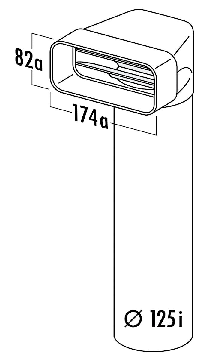 MF-UR Umlenkstück 90° mit Rundrohr / Compair flow (System Ø 125) – Bild 2