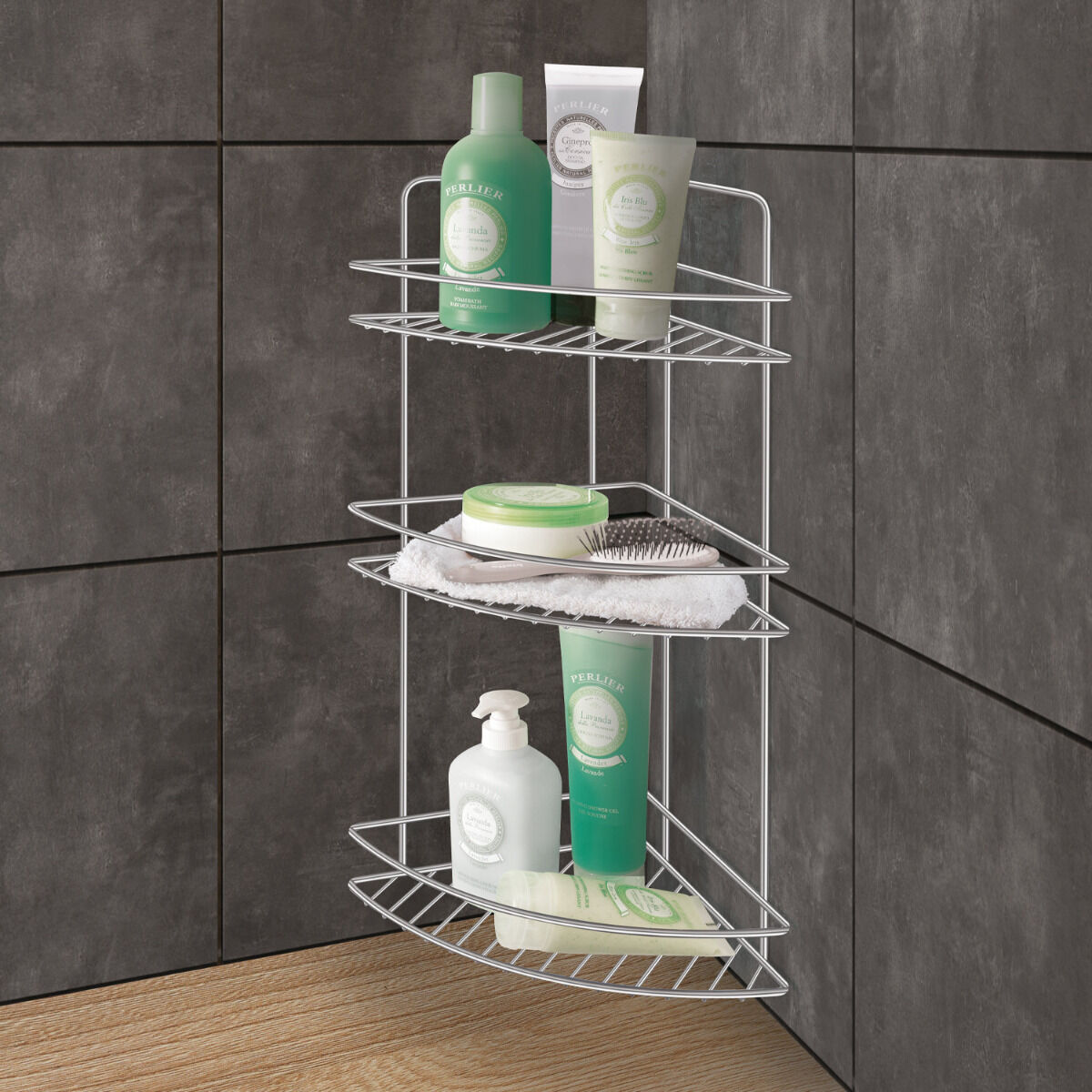 METALTEX 403315000 Reflex LUXY 3-etagiges Eckregal 23 x 23 x 53 cm Chrometherm