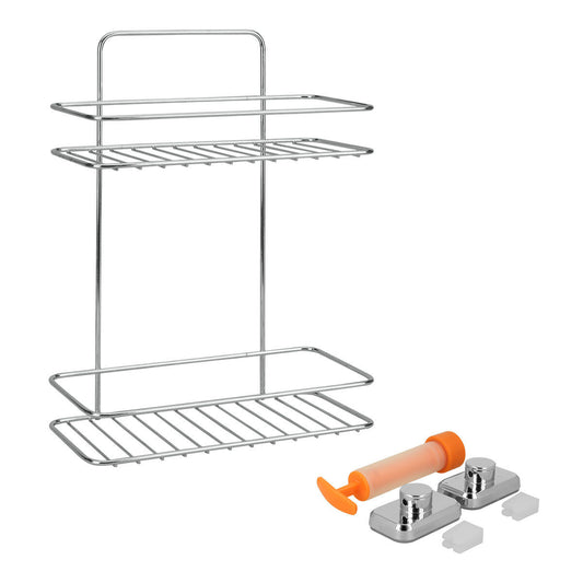 METALTEX 403332000 Reflex LUXY 2-etagiges Regal mit VacuumFix, 26 x 13 x 35 cm Chrometherm