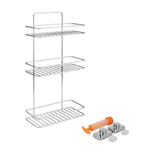 METALTEX 403334000 Reflex LUXY 3-etagiges Regal mit VacuumFix, 26 x 13 x 53 cm Chrometherm