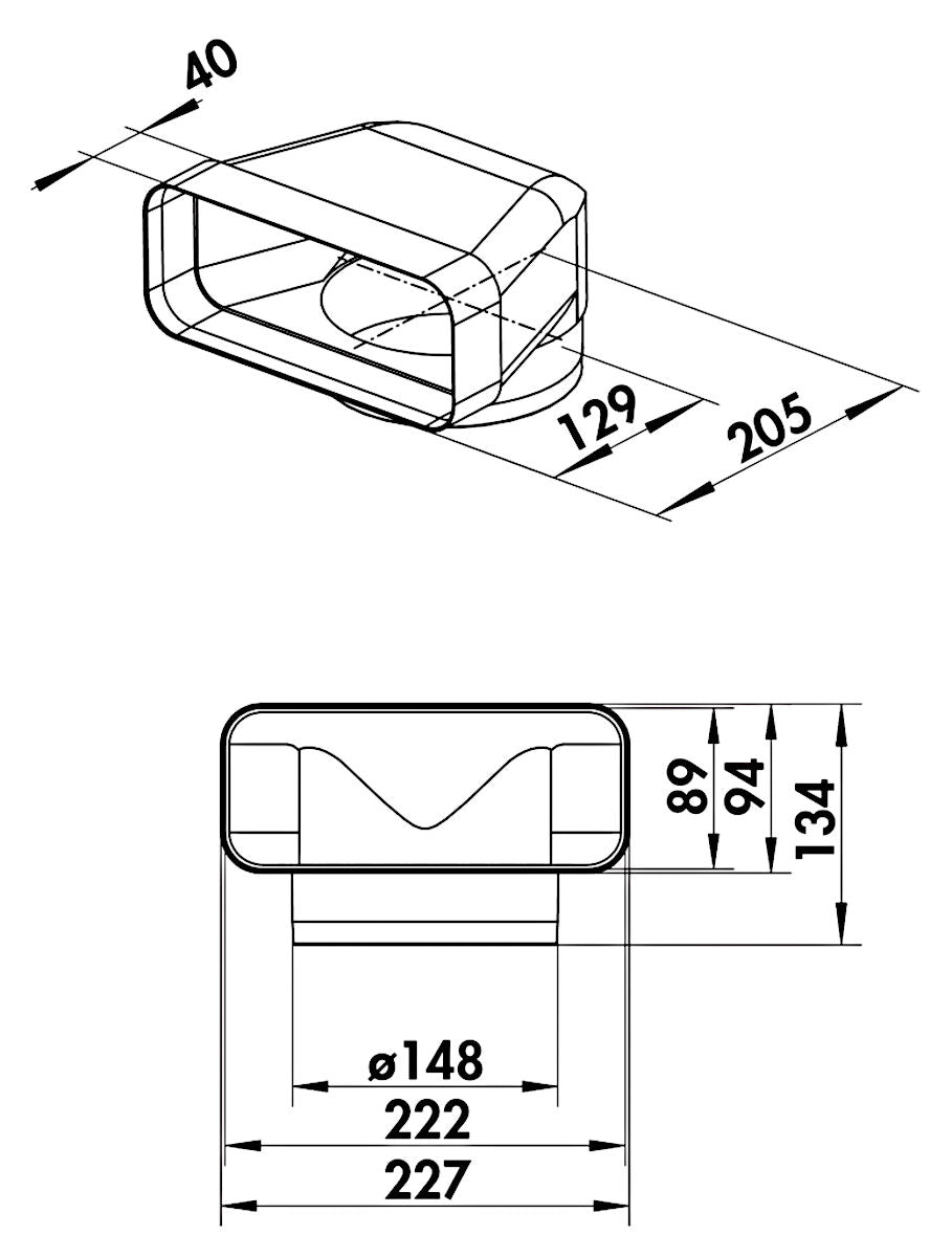 F-UR Umlenkstück 90° / Compair flow (System Ø 150) – Bild 2