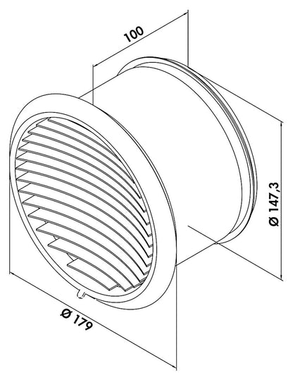 Naber P-TURBO 150 Außenjalousie aus Edelstahl / Compair flow (System Ø 150) – Bild 2