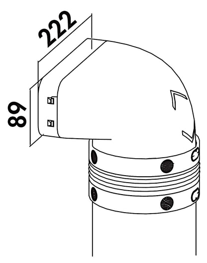 P-UR 150 Umlenkstück 90° mit Rundrohr 500 mm und Universalverbinder / COMPAIR PRIME flow®