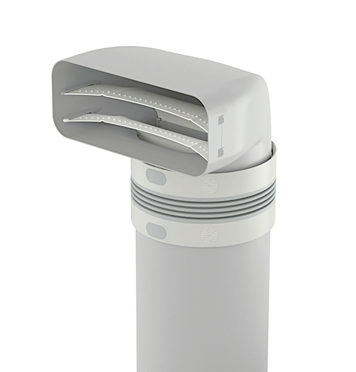 P-UR 150 Umlenkstück 90° mit Rundrohr 500 mm und Universalverbinder / COMPAIR PRIME flow®