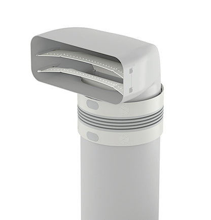 P-UR 150 Umlenkstück 90° mit Rundrohr 500 mm und Universalverbinder / COMPAIR PRIME flow®