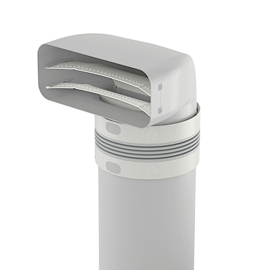 P-UR 150 Umlenkstück 90° mit Rundrohr 500 mm und Universalverbinder / COMPAIR PRIME flow®