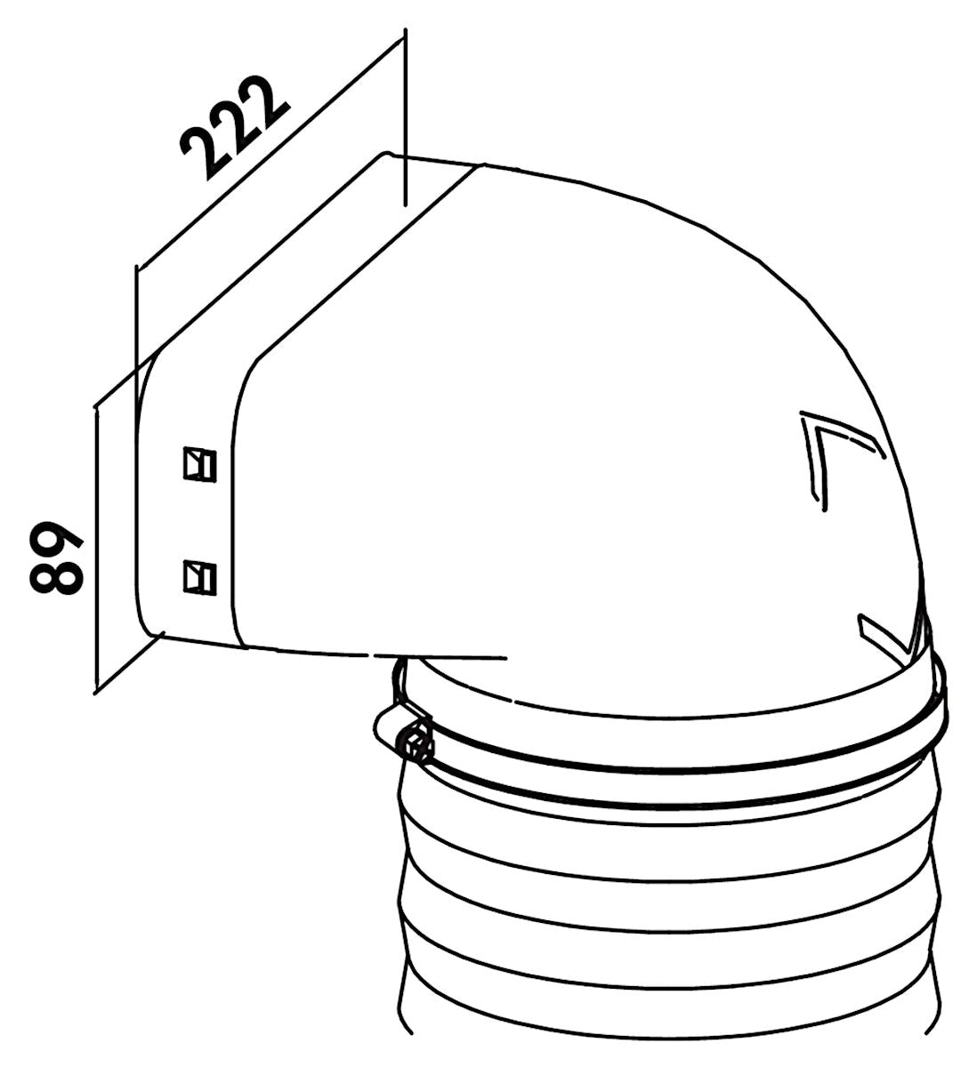 P-URX 150 Umlenkstück 90° mit Flexkanal 1000 mm / COMPAIR PRIME flow®