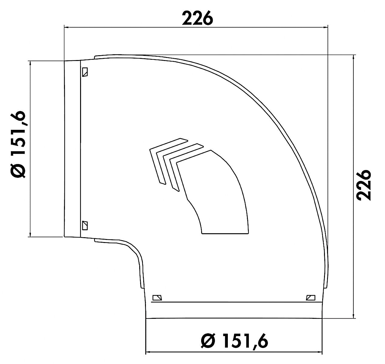 P-RBV 150 Rohrbogen 90° mit optimierten Luftleitkörpern / COMPAIR PRIME flow® – Bild 2