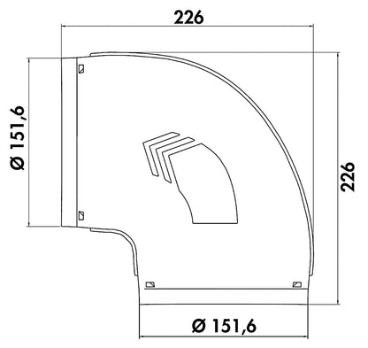 P-RBV 150 Rohrbogen 90° mit optimierten Luftleitkörpern / COMPAIR PRIME flow® – Bild 2
