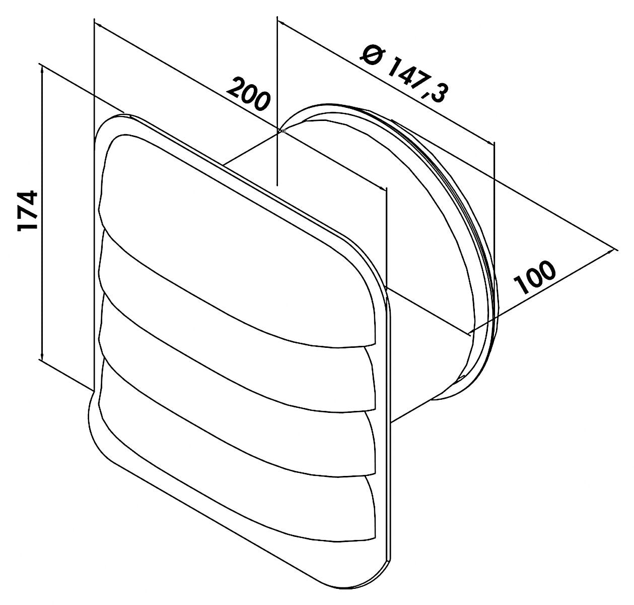 P-E-Jal Col Außenjalousie ohne Rückstauklappe für Anschluss an Rundrohr / COMPAIR PRIME flow® – Bild 2