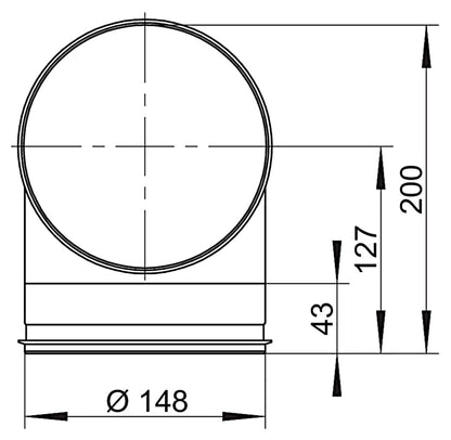 SR-RBV 150 Rohrbogen 90 Grad mit Luftleitkörper für perfekte Strömungswerte / COMPAIR STEEL flow 150 (System Ø 150) – Bild 3