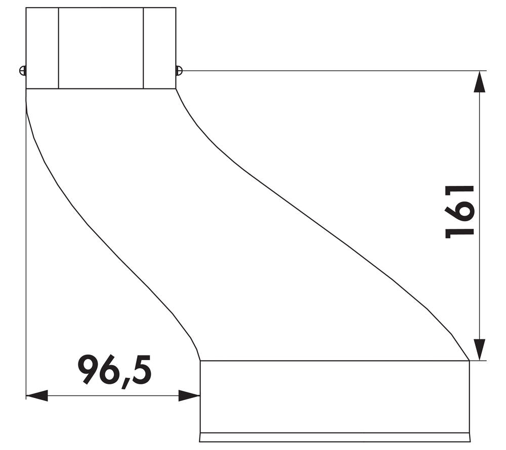 SF-VEST 150 Versatzendstück für Anschluss von Downdrafthauben / COMPAIR STEEL flow 150 (System Ø 150) – Bild 2
