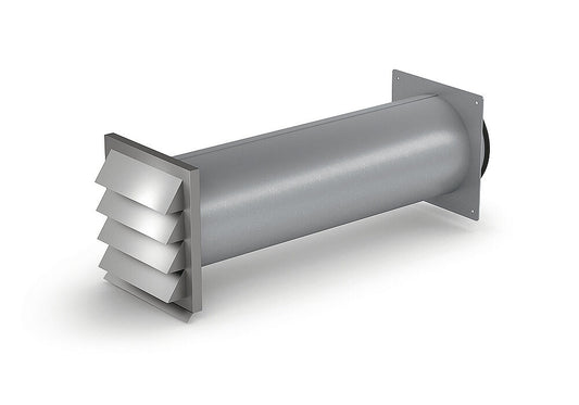 Mauerkasten SF-Klima-E 150 mit Edelstahl-Außenjalousie inkl. Rückstauklappe / COMPAIR STEEL flow 150 (System Ø 150)