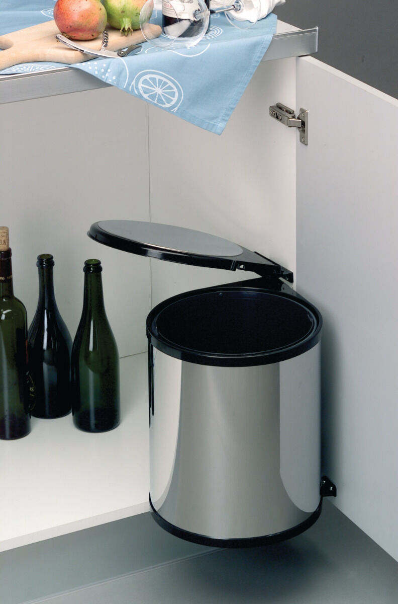 Sagero Abfalleimer / Türsammler 13 Liter Edelstahl/schwarz ab 40 cm Schrankbreite – Bild 3