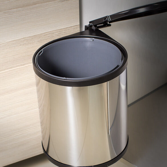 Sagero Abfalleimer / Türsammler 13 Liter Edelstahl/schwarz ab 40 cm Schrankbreite – Bild 4