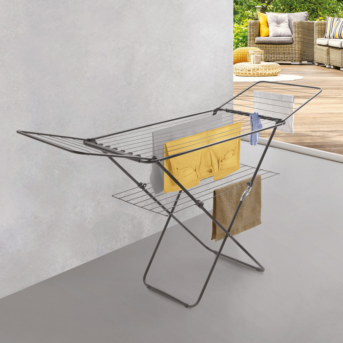 METALTEX 407909000 Panarea Onyx Flügelwäschetrockner mit 26 Meter Trockenlänge / Wäscheständer