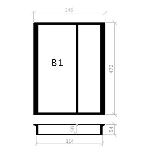 Mehrzweckeinsatz 45er Schubl. B 346 x T 472 mm passend für Hettich ProfilPlus 16 mm Schubladen